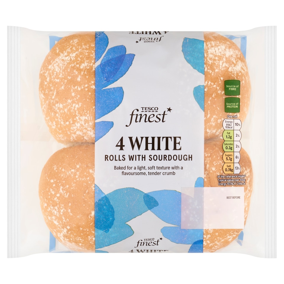 Tesco Finest 4 White Rolls with Sourdough