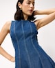 image 2 of F&F Pure Cotton Sleeveless Denim Mini Dress in Blue