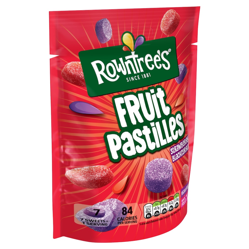 image 1 of Rowntree's Fruit Pastilles Strawberry & Blackcurrant Sweets Sharing Bag 143g