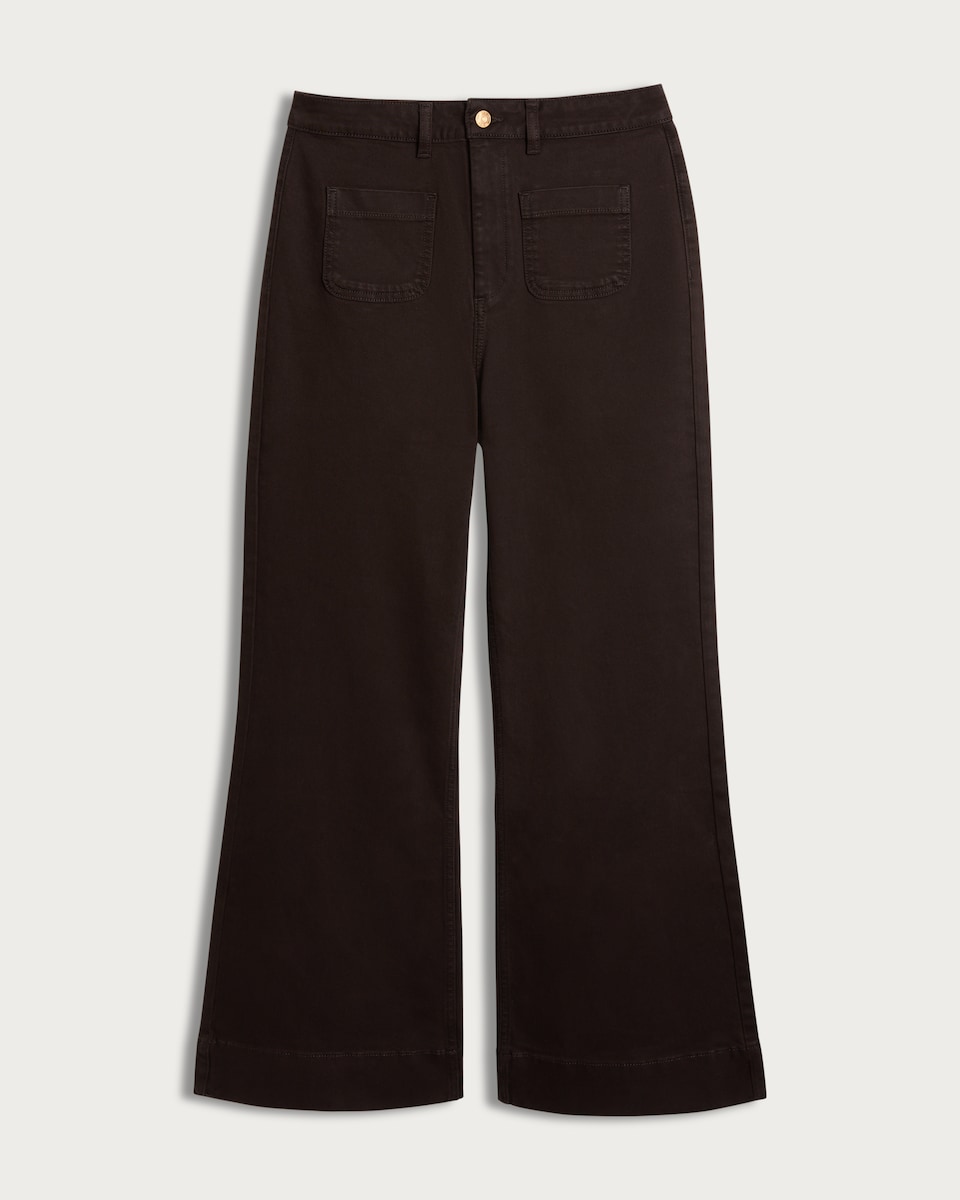 image 1 of F&F Patch Pocket Flared Jeans in Brown
