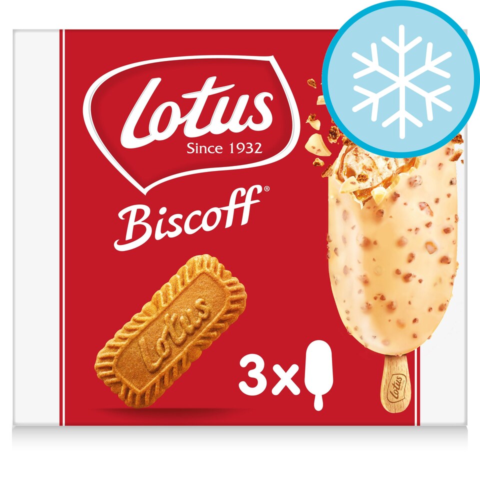 Lotus Biscoff White Chocolate Ice Cream Sticks 3X90ml Tesco Groceries