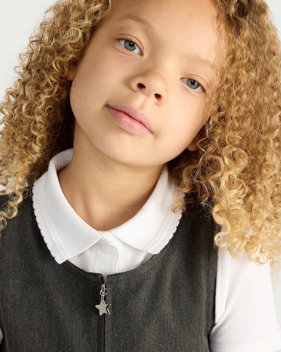 image 1 of F&F School Girls 2-Pack Regular Fit Pleated Pinafore Dresses in Grey