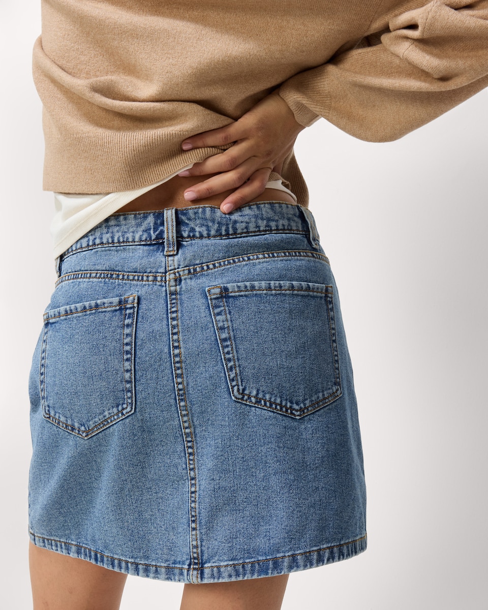 image 1 of F&F Pure Cotton Denim Mini Skirt in Blue