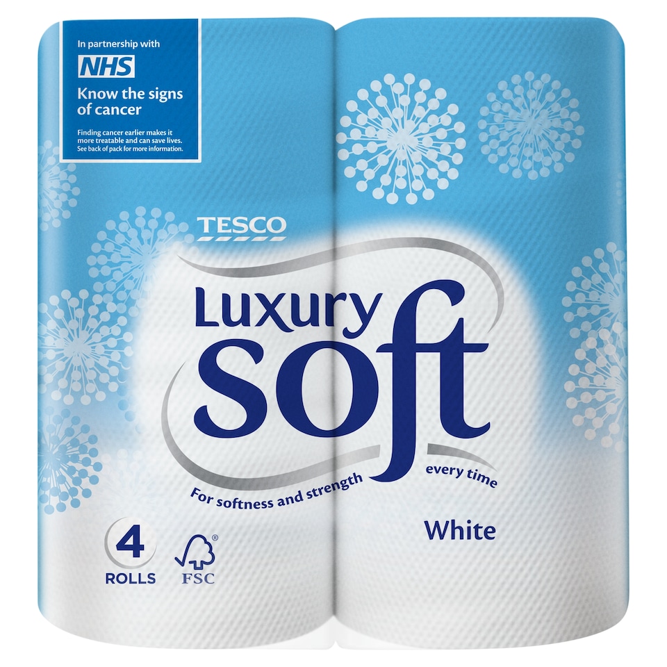 image 1 of Tesco Luxury Soft White Toilet Tissue 4 Rolls