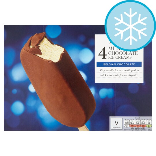 Tesco 4 Milk Chocolate Ice Creams 440Ml Tesco Groceries