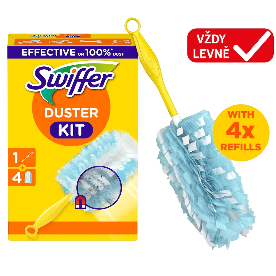 Obrázek 1 pro produkt Sada Swiffer Na Čištění Podlahy (1 Násada + 4 Prachovky)