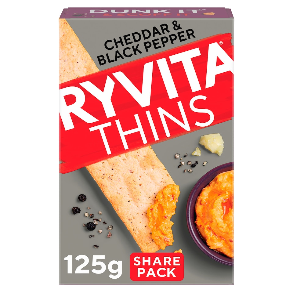 image 1 of Ryvita Cheddar & Crack Black Pepper Thins 125G