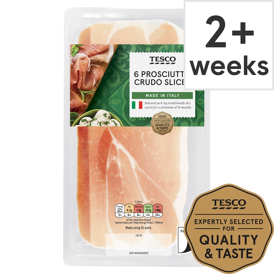 image 1 of Tesco 6 Prosciutto Crudo Slices 84G
