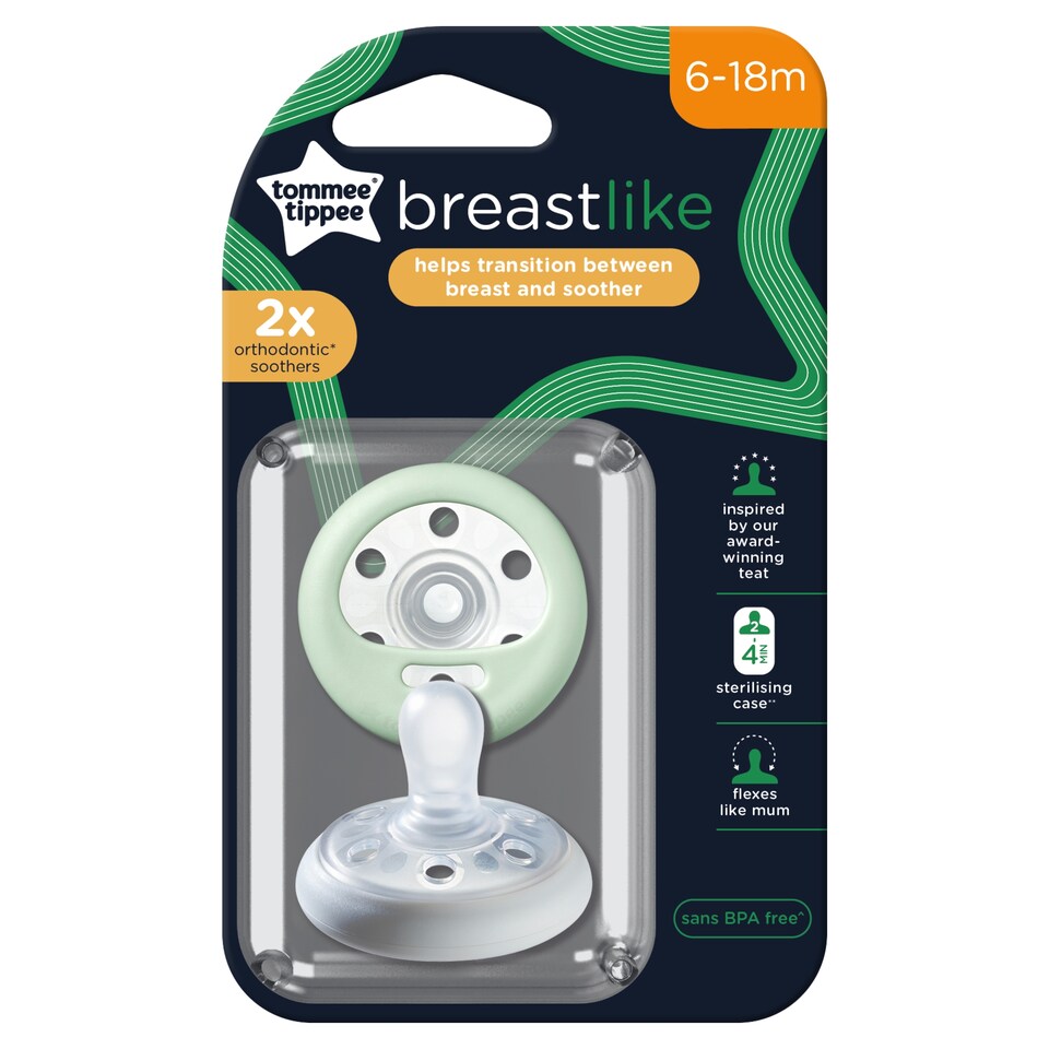 image 1 of Tommee Tippee Breast-Like 6-18 Month Soother 2 Pack