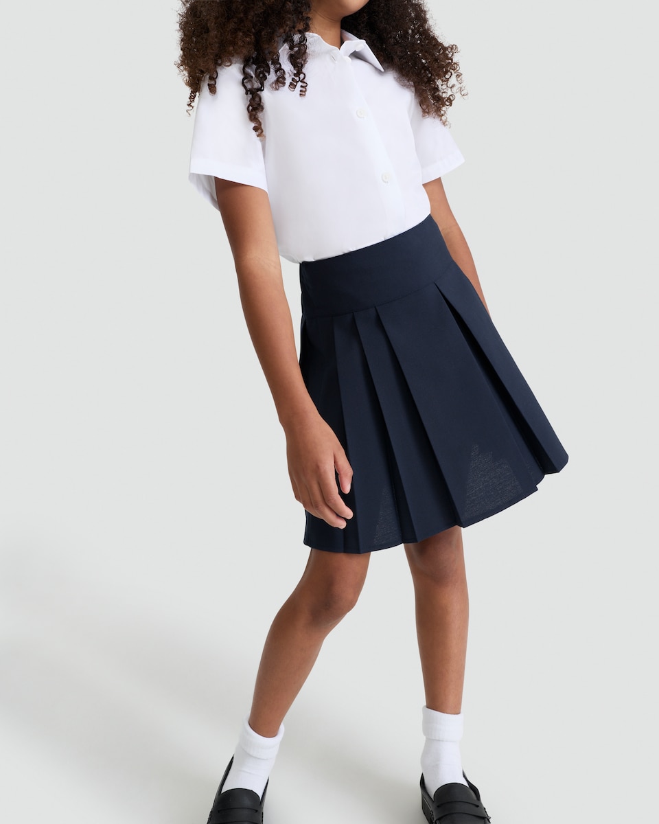 image 1 of F&F School Girls 2-Pack Pleated Kilt Skirts  in Navy