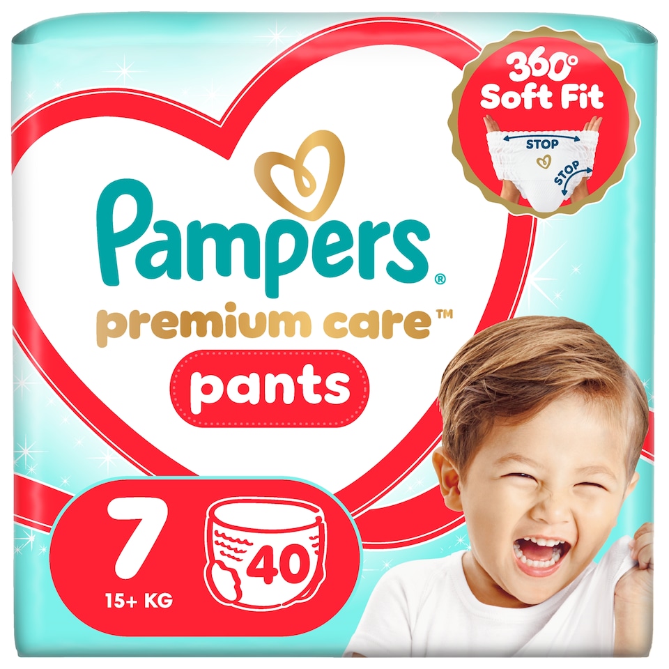 image 1 of Pampers Premium Care Pants Size 7, 40 Diapers, 15kg+