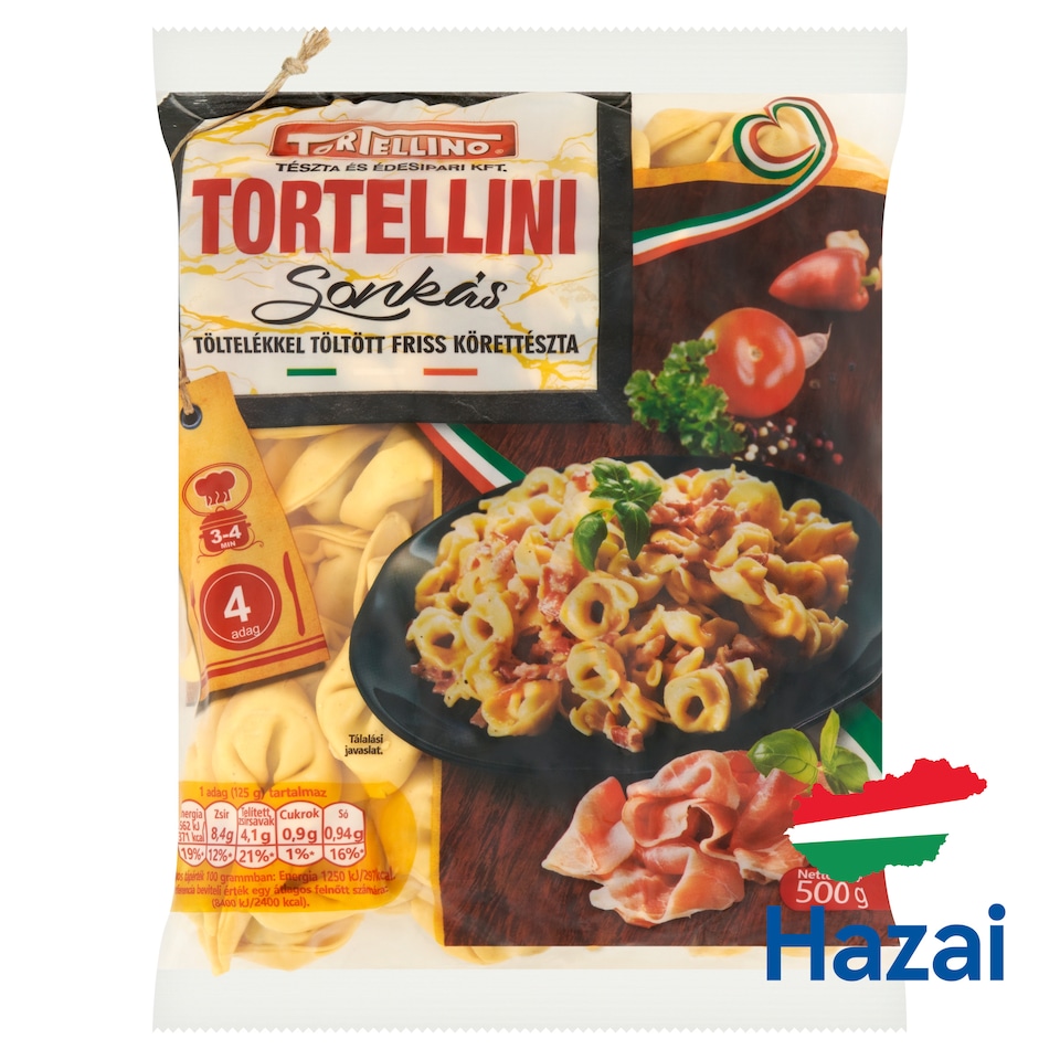 Tortellino Tortellini sonkás töltelékkel töltött friss körettészta 500 g