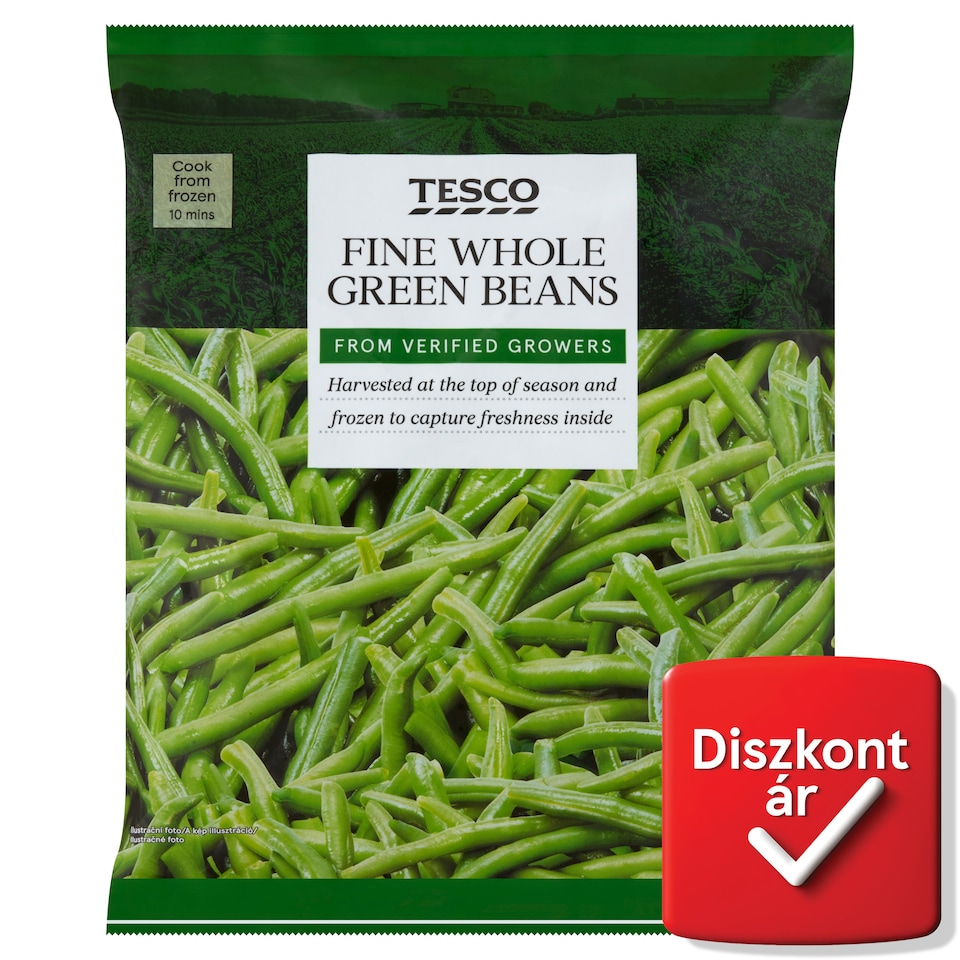 Tesco gyorsfagyasztott zöld hüvelyű egész zöldbab 450 g