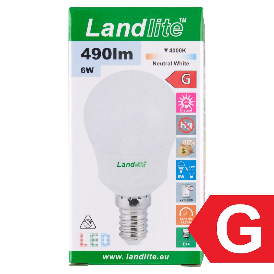 Landlite E14 490 Im 6 W L03 4000K LED izzó  1. kép
