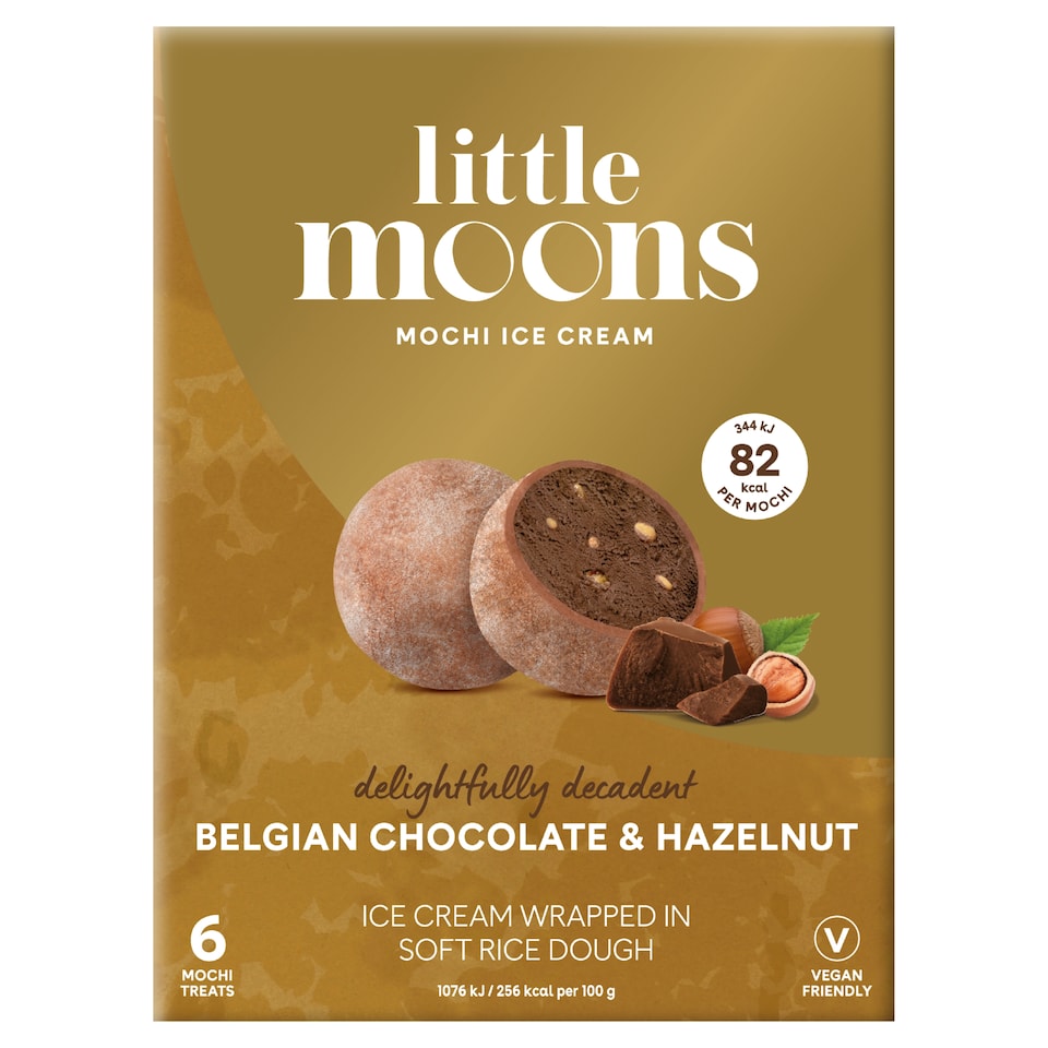 Little Moons Mochi vegánske čokoládovo-orieškové zmrzlinové kúsky 6 x 32 g (192 g)