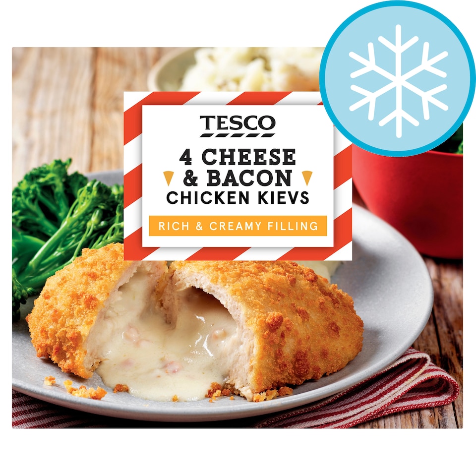 Tesco Breaded 4 Cheese & Bacon Chicken Kievs 500g