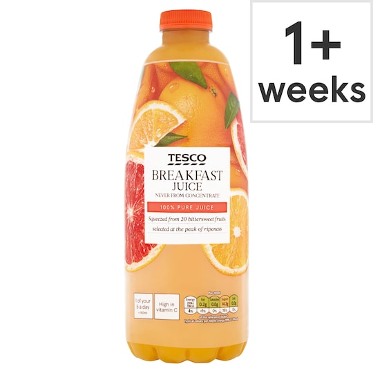 Tesco 100 Pure Squeezed Breakfast Juice Not From Concentrate 1 Litre