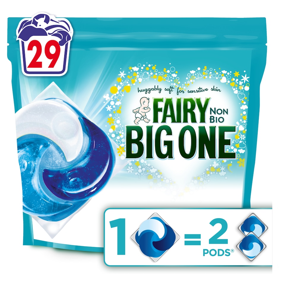 image 1 of Fairy Non Bio Big One Washing Liquid Pods 29 washes 1151.3g