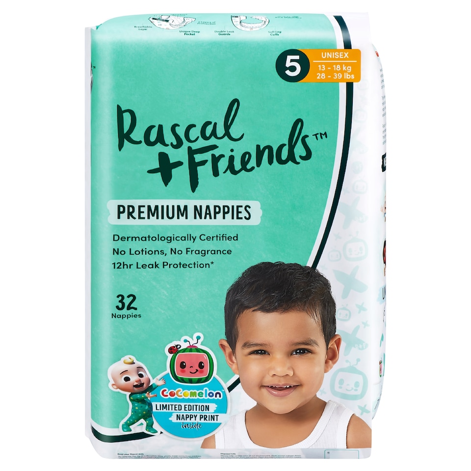 Rascals Premium Nappies Size 5 32 Pack