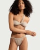 image 1 of F&F High Shine Gathered High Leg Bikini Bottoms in Grey