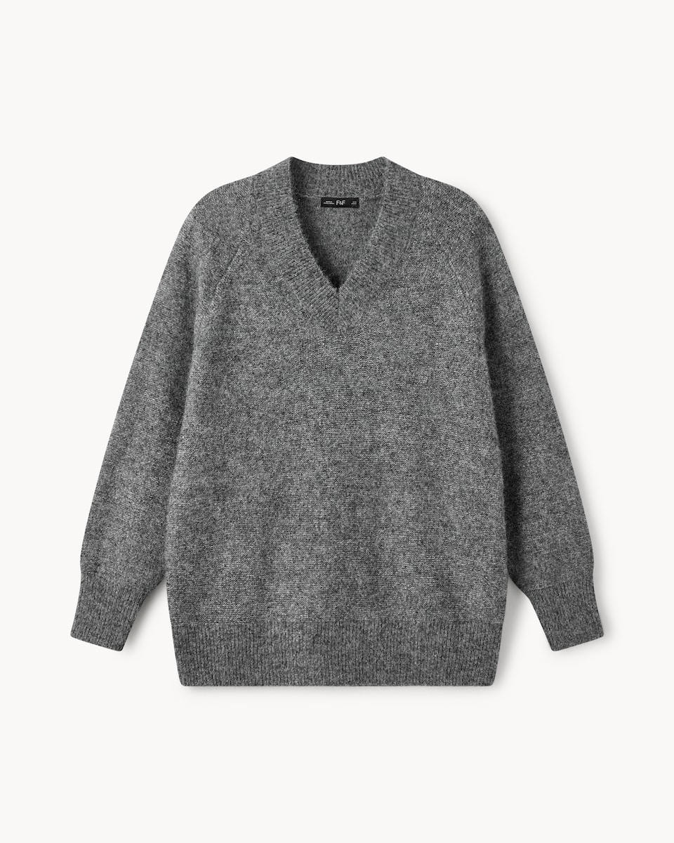 image 1 of F&F Sparkle V Neck Jumper in Grey