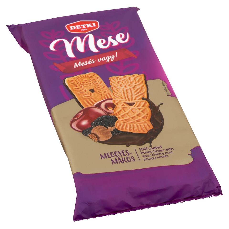 Detki Mese Half Coated Honey Linzer with Sour Cherry and Poppy Seeds 180 g