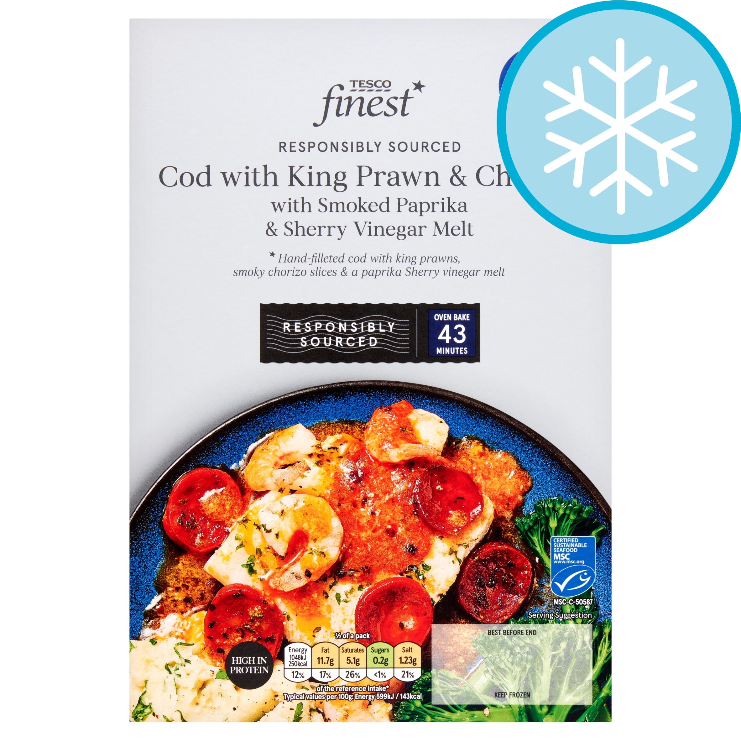 Tesco Finest Cod, Prawn & Spanish Chorizo with Smoked Paprika & Sherry ...