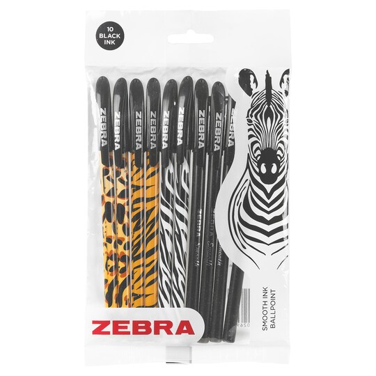Zebra Doodlers Animal Ballpoint Pens 10 Pack Black Tesco Groceries