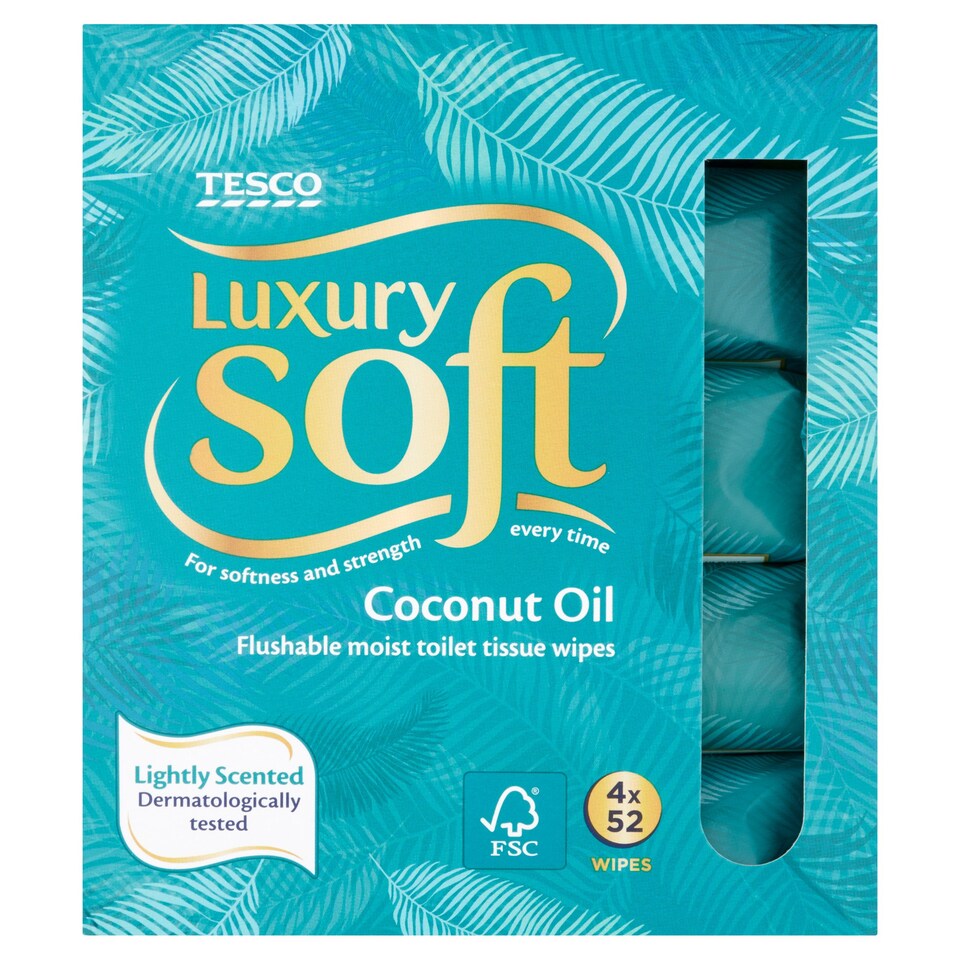 Tesco Luxury Soft Coconut Tissue Wipes 4X52