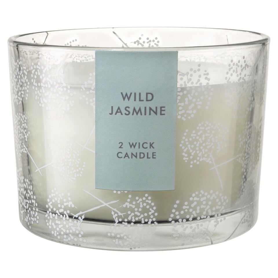 Tesco Scented 2 Wick Candle Wild Jasmine