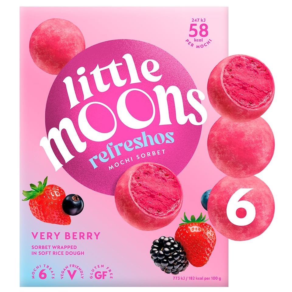 image 1 of Little Moons Refreshos Very Berry Mochi Sorbet 6x32g
