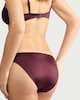 image 3 of F&F High Shine Ruched Side High Leg Bikini Bottoms in Burgundy