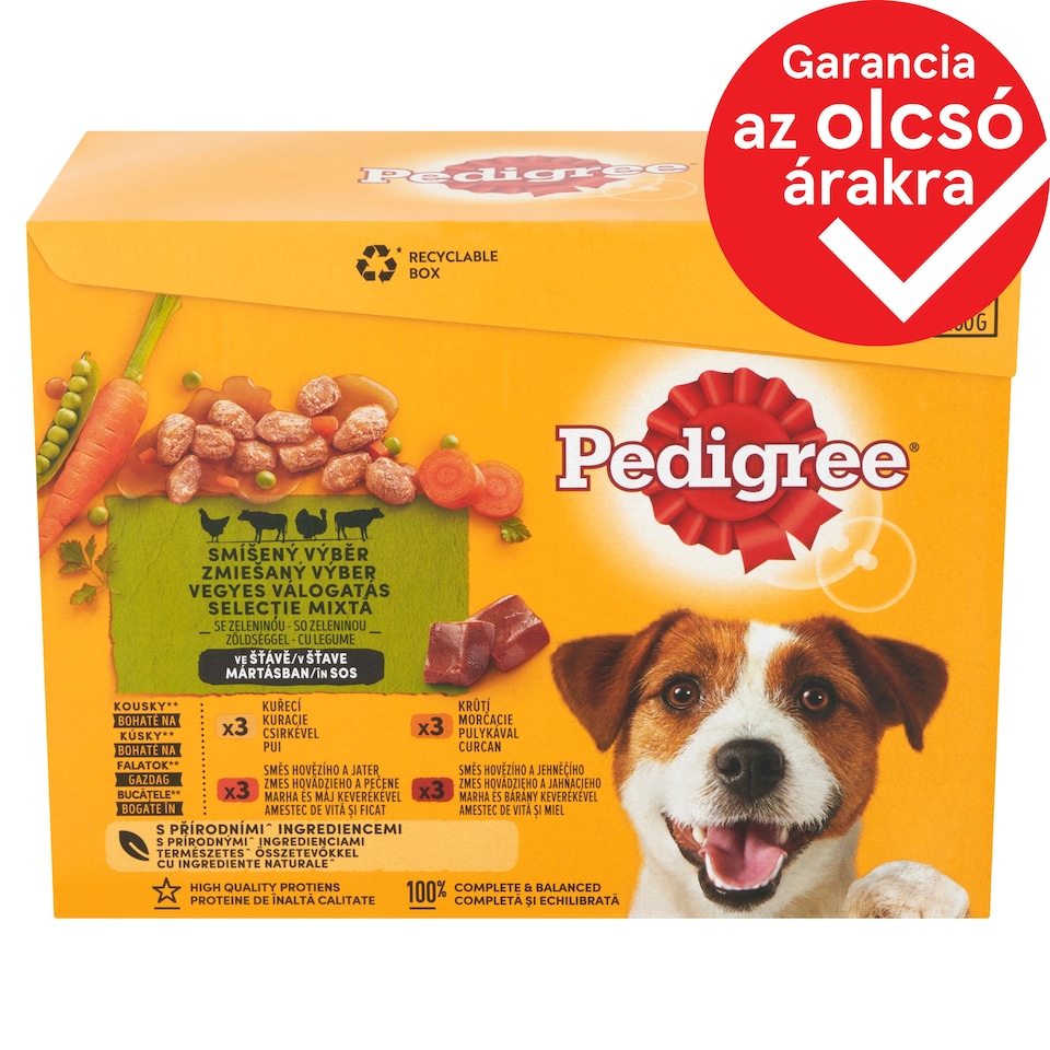 Pedigree Mixed Selection Complete Wet Food for Adult Dogs in Sauce 12 x 100 g (1,2 kg)