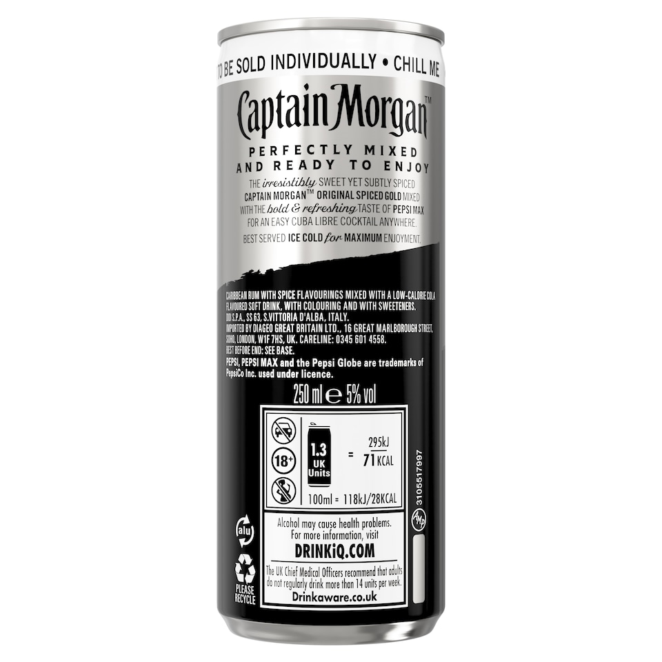 image 1 of Captain Morgan Original Spiced Gold & Pepsi Max 6 X 250ML