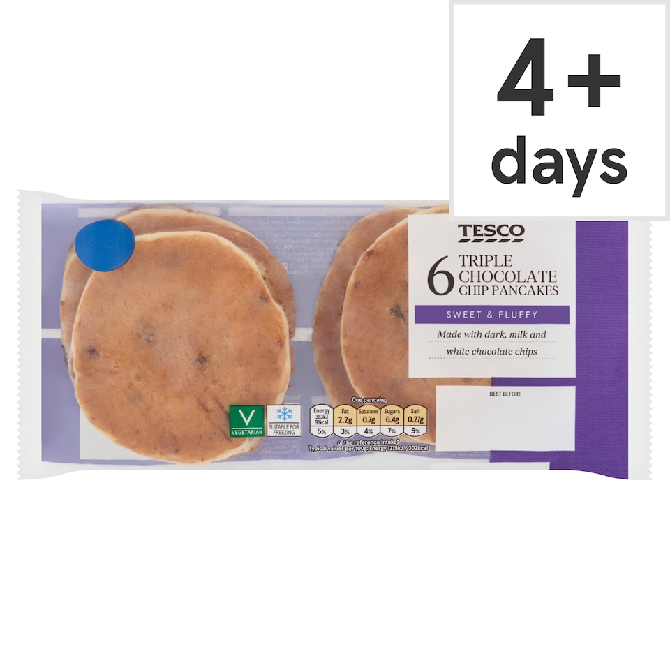 Tesco 6 Triple Chocolate Chip Pancakes