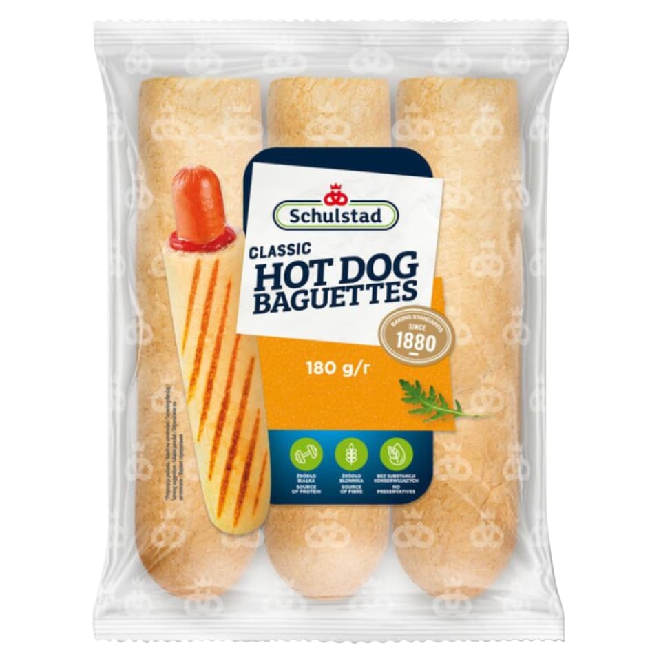 Schulstad Classic búzalisztből készült, francia fúrt hot dog kifli 3 x 60 g (180 g)