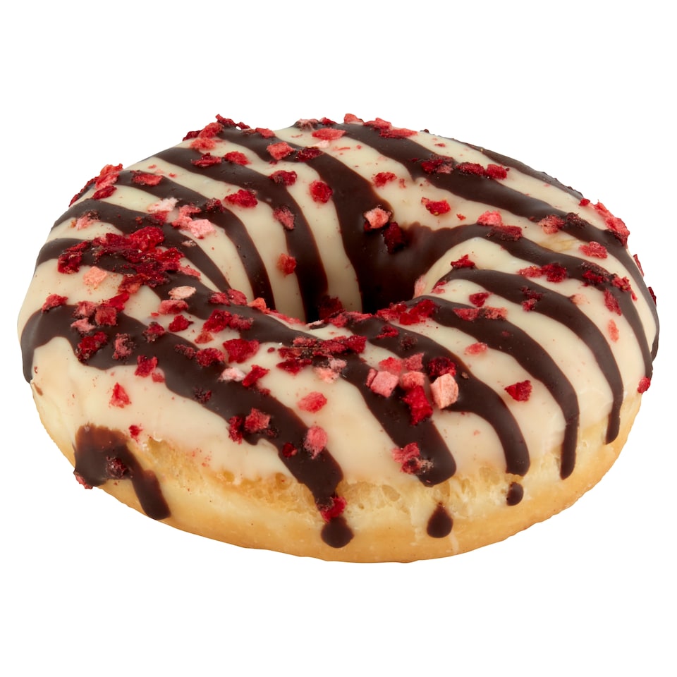 image 1 of Defrosted Ring Donut with Strawberry Flavored Filling and White Chocolate Coating 73 g
