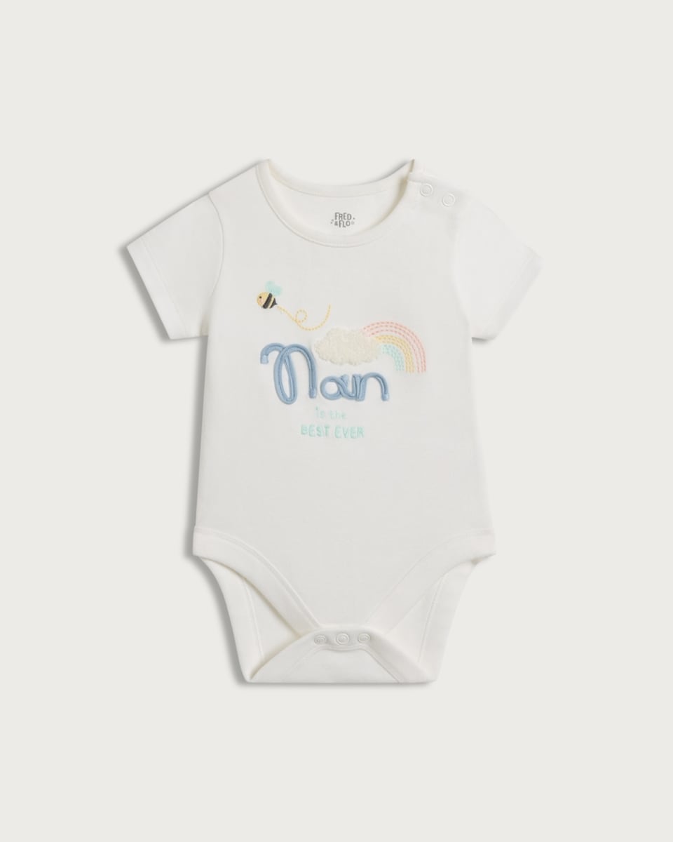 image 1 of F&F Baby Pure Cotton Best Ever Nan Bodysuit in White