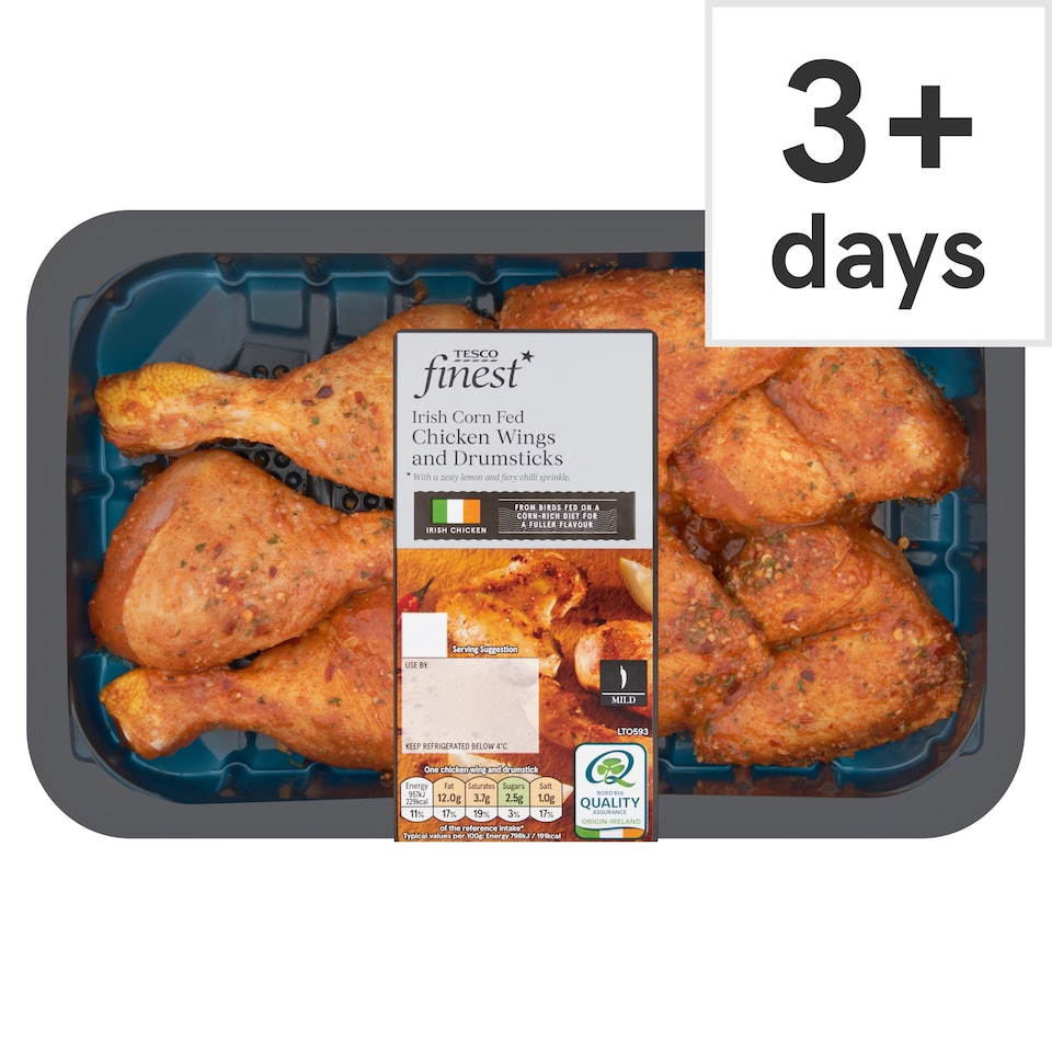 Tesco Finest Cornfed Chicken Wings And Drumsticks 620G