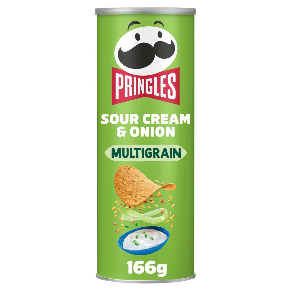 Pringles Less Salt Multigrain Sour Cream & Onion 166G Tesco Groceries