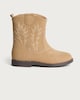 image 1 of F&F Girls Western Stitch Detail Ankle Boots in Neutral