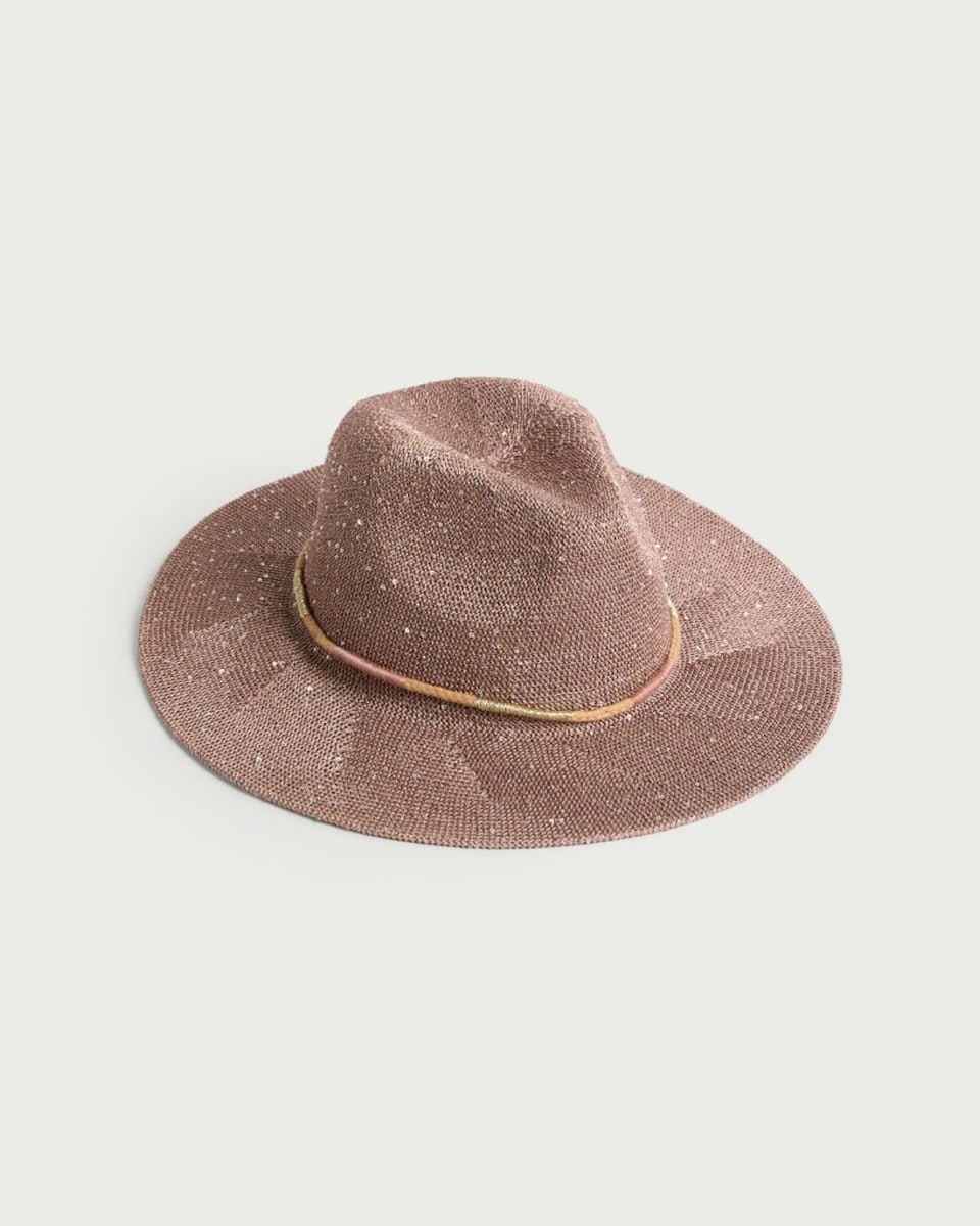 F&F Textured Sequin Wide Brim Hat in Neutral
