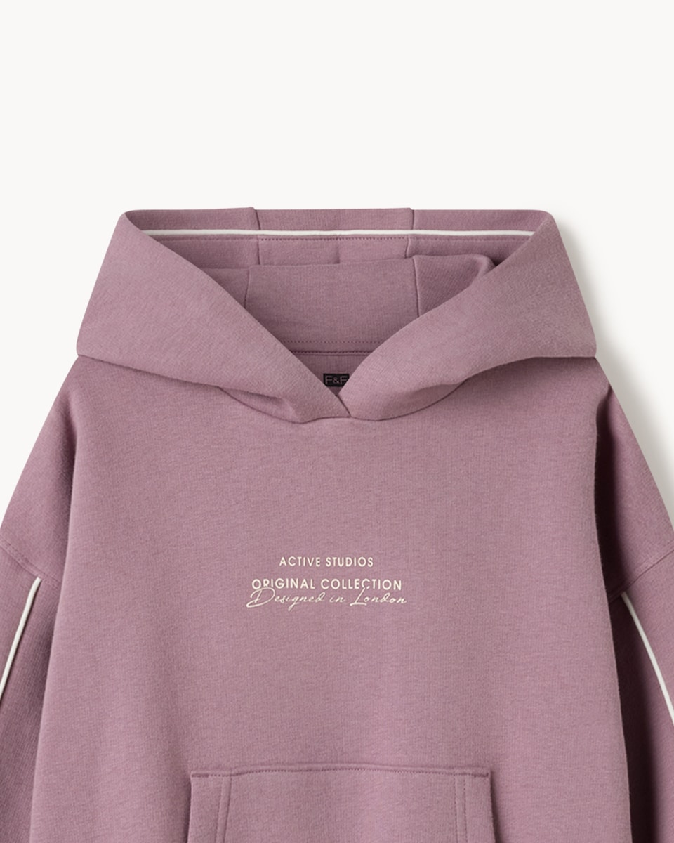 image 1 of F&F Active Girls AFTERCLASS Cotton Rich Sweatshirt and Joggers Set in Purple