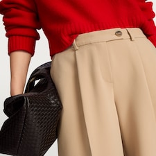 The F&F Edit Wide Leg Pleated Trousers in Brown