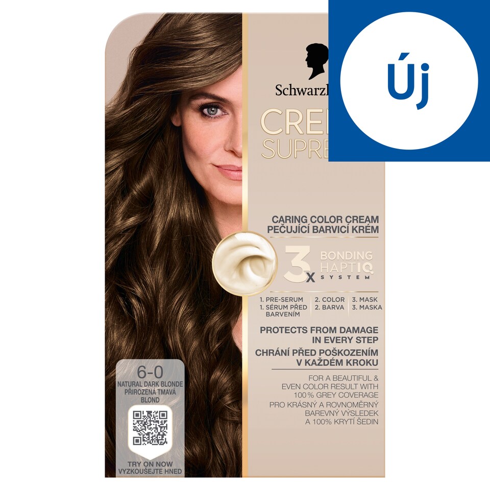 Schwarzkopf Creme Supreme tartós hajfesték 6-0 természetes sötétszőke  1. kép