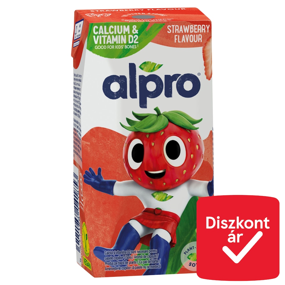 Alpro Strawberry Soy Drink with Added Calcium, Iodine, Vitamins B2, B12 and D2 200 ml