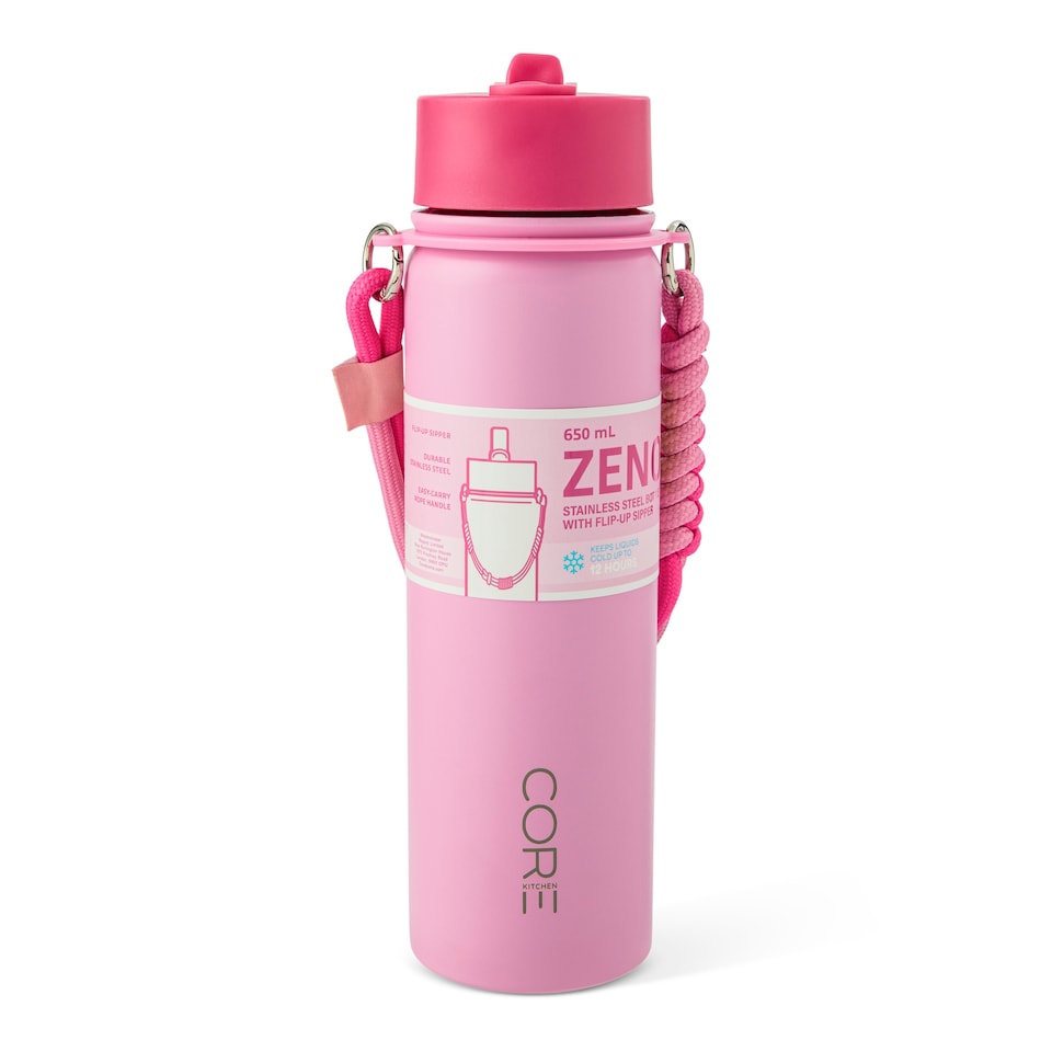 image 1 of Core Kitchen Pink Zeno Metal Drinking Water Bottle 650ml