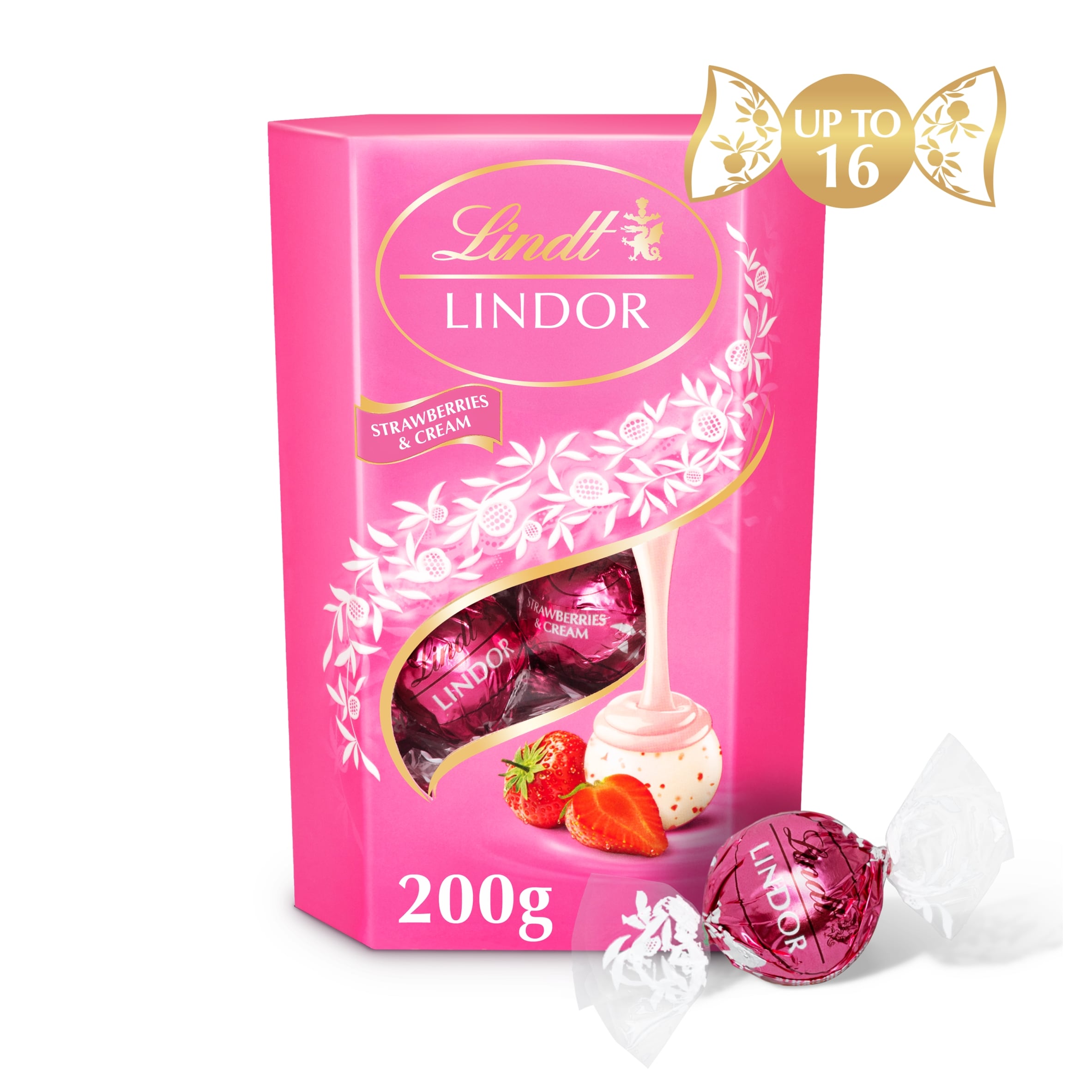 Lindt Lindor Strawberries & Cream Chocolate Truffles Box 200g