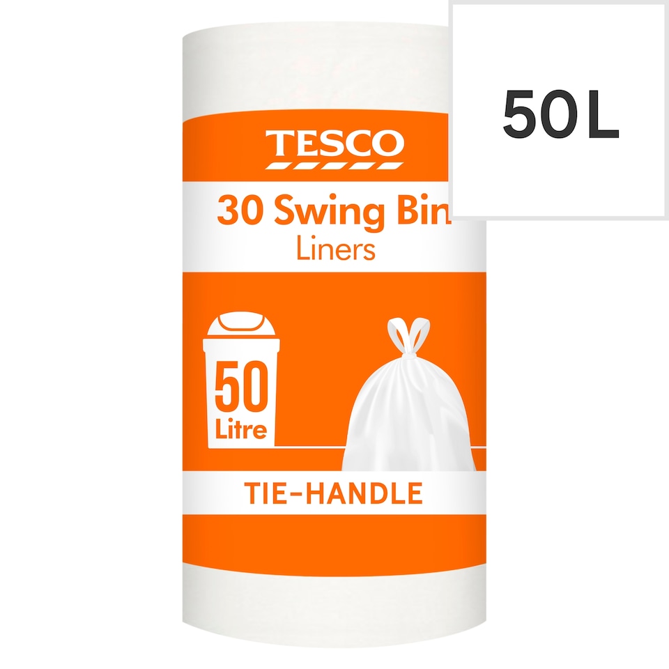 Tesco Tie Handle Swing Bin Liners 50 Litre 30 Pack