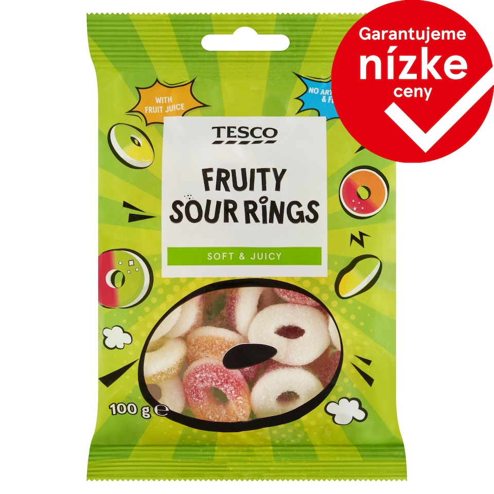 Tesco Jellied Candies with Fruit Flavors with Sour Sugar Sprinkles 100 g